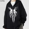 2023 Dark Sweatshirt Mens and Womens Hoodies Gothic Par Harajuku stor dragkedja tröja