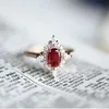 LAMOON Vintage Gemstone Ring Natural Garnet Rings For Women 925 Sterling Silver K Gold Plated Crystal Wedding Engagement RI182 240227