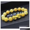 Perline Pietra naturale Agata Perline Fili Bracciale Cinese Pixiu Lucky Brave Troops Charms Feng Shui Gioielli per le donne Consegna di goccia Dhsnn