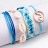 Charm Bracelets Fashion 4PCs Combination Shell Bracelet Hand-Woven Friendship Wave Creative Wax Suit Female