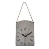 Wall Clocks Minimalism PU Leather Tote Bag Shape Silent Sweep Needle Clock Living Room Background Decorative Wall-mounted