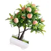 Kwiaty dekoracyjne sztuczne drzewo owocowe doniczkowe realistyczne brzoskwiniowe bonsai do stolika centralnego
