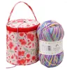 Sacos de armazenamento Padrão floral Suporte de fio Saco de costura Zipper Crochet Tote Organizador com alça para ferramentas de agulhas de tricô