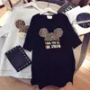 Basic Dresses Women Designer T shirts Brand Dresses with Animal Lovely Mouse Fashion Arrival Summer Dress for Women Short Sleeve Long Tee Dress M-XXL 240302