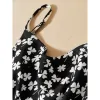 Dress Sentubila Sexy Midi Summer Dress for Women 2023 Black White Floral Printed V Neck Sleeveless Slim Sundress Ladies Elegant Dress