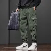 Pantalon Hiver hommes polaire Jogging pantalon chaud épais velours côtelé Cargo pantalon mode coréen décontracté Harem pantalons de survêtement Streetwear noir