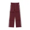 American workwear pants, trendy brand pleated paratrooper pants, men's and women's buttoned wide leg casual pants