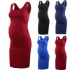 Dresses Women Short Sleeve Maternity Dresses Casual Pregnancy Clothes Shower Dress Pregnant Mother Dress Solid Color O Neck Home Clothes