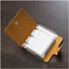 Notepads Wholesale Notepads Genuine Leather A9 Size Ring Planner With 3 Hole Binder Crazy Horse Mini Notebook Retro Portable Notepad D Dhiml
