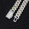 Anpassade Hip Hop -smycken 19mm Whitegold Plated Iced Out D VVS Moissanite Cuban Link Chain Halsband Baguette Kubansk kedja