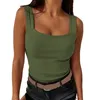 Women's Tanks Line Neck Low Cut Halter Slim Top Fashion Solid Color Sleeveless Tight Vest