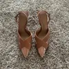 Woman Brown High Heels Women Sandals Summer Fashion Pointed Toe Low-heel Pumps Slingbacks Elegant Female Heeled Shoes 240229