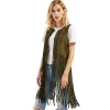 Vesten Dames Omzoomd Suede Nepbont Mouwloos Vest Suède Kwastje Hol Dun Bovenkleding Vest Vrouwelijk Lente en Herfst Trend Vest