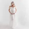 Dresses Maternity Dresses for Photo Shoot Off Shoulder Short Sleeve Mesh Sheer Split Long Pregnancy Dress Women Maternity Clothes