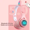 Cuffia/Auricolare 1~5PCS Flash Light Cute Cat Ears Cuffia wireless con controllo microfono LED Kid Girl Musica stereo Casco Auricolare per telefono