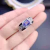 Bague en pierre précieuse Tanzanite naturelle pour homme, en argent sterling 925, pierre de naissance, fiançailles, mariage, bijoux d'amoureux romantique, 240229