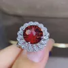 Anelli a grappolo KJJEAXCMY Gioielleria raffinata Topazio rosso naturale Argento sterling 925 Anello per ragazza di lusso Regalo di nozze di Natale Test di vendita