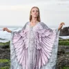 Klänning 2023 Nya Boho Feather Wings klänning Kvinnor Semesterklädrock Plus Size Feathered Tunic Summer Beachwear Loose Dresses A927