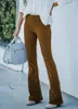 Pantalones para mujer Mujeres Estilo urbano 2024 Primavera Último color sólido Cintura alta Slim Fit Micro Flare Corduroy Elástico Casual