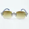 Fabriksdirektförsäljning Fashion Cross Full Set Diamond Cut Solglasögon 3524018 med Blue Wood Arm UV-skydd och solskyddsglasögon, storlek 18-135mm