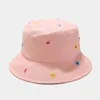 Bérets plage été coton pour femmes fille fleur seau chapeau protection solaire casquette visière