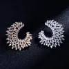 Dangle Earrings 2024 Delicate Cubic Zircon Luxury Geometry Flower Big Wedding Earring For Women Engagement Party Bridal Jewelry Gift