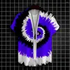 Camisas casuais masculinas colorido tie dye 3d impressão havaiana camisa homem verão moda para diariamente mangas curtas roupas masculinas