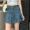 Rok kawaii hot girl denim dames geplooid y2k mode casual college stijl hoge taille slanke goth mini a word short