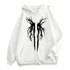 2023 Dark Sweatshirt Mens and Womens Hoodies Gothic Par Harajuku stor dragkedja tröja