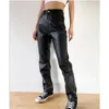 Women's Pants Women PU Leather Straight With Pocket Thin Streetwear Solid Casual High Waist Long Trousers Female Motorcycle