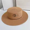 Brim Wide Hats Bucket Summer Womens Designer Hat Fashion Sunhat Brand Chain Flat Grass Braid Sun 2 Colors 240302