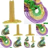 Ожерелья из бисера 80 см, фиолетовое золото и зеленый Марди Гра, бусины, ожерелья, ожерелье для вечеринки в честь Нового года, доставка ювелирных изделий на шею Dhs9R