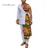 الملابس العرقية الرجال بازين ريتش الترقيع أعلى الكتف واحد وسراويل القطن 2 قطع مجموعات مخصصة مخصصة الرجال الأفريقية wyn497