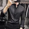 Camicie eleganti da uomo Moda stampata con bottoni Camicia asimmetrica allentata Abbigliamento 2024 Autunno Top casual oversize a righe coreane