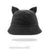 Beanieskull Offss Caps Mode Mignon avec des oreilles de chats cuits à la vapeur en forme de pain Streamer Bucket Hat Mens Summer Sunscreen Polyvalent Casual Basin Sun CartoonS8TX UJ0