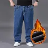 Pantalones Vaqueros Hombre Plus Size Jeans for Men Winter Warm Wide Leg Jeans 30-48 Loose Long Pants Baggy Jeans 240320