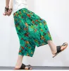 Pants Cotton Baggy Cross Pants Men Indian Boho Crotch Hip Hop Bloomers Printed CalfLength Korean Streetwear Lantern Harem Trousers