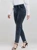 LIH HUA femmes grande taille jean automne Chic élégant pour les femmes potelées coton tricoté 240229