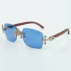 New cross fully inlaid diamond factory glasses 3524018 sunglasses natural original wood legs and 58 mm cut lenses