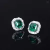 Studörhängen Fashion S925 Silver Inlaid 5A Zircon Ladies Temperament Personlighet Emerald Gemstone Diamond