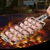 304 acier inoxydable amovible pliant Portable Grill maille saucisse pince poisson panier maïs Net BBQ outils 240223