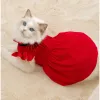 Kläder Kindfuny Cat Dog Princess Style Vintage Autumn and Winter Small Flying Sleeve Dress Dog Festive Christmas Dress Pet Cat Clothes