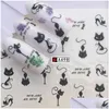 Stickers stickers nagel sticker water 3D zwart kant watermerk succente bloem decoratieve Colorf kat decal drop levering gezondheid schoonheid kunst Otann