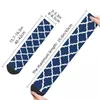 Herrstrumpor marinblå vit quatrefoil gloden geometrisk unisex vinter springa lycklig gata stil galen socka