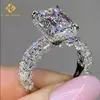 Anel de noivado luxuoso com corte esmeralda, diamante de laboratório 10k, ouro sólido, moissanite, aliança de casamento, diamantes, design personalizado