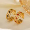 New Fashion Smalto Evil Eye 14k Anelli in oro giallo per le donne Golds Color Style Folk Anelli aperti Regali di gioielli da sposa