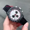 2024 Diw Men's Watch Carbon Fiber Custom Edition Diameter 40mm Tjocklek 13,5 mm Manngjord fiberflätad rem 7750 Rörelse Sapphire Mirror Waterproof 100 meter