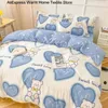 Strawberry Bedding Set Soft 34st Bed Sheet Flower Däcke Cover Queen King Size Comporter for Child Home 240226