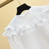 Bluzki damskie 2024 Preppy Style School Long-Sleeve Patchwork Single Bered Shirt Solid Kolor Tops Koszulki podwójnie warstwy T11