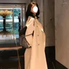 Damenwesten 2024 Y2J Weiße Kaschmirwolle Lange Wolljacke Mantel Koreanische Frauen Handgemachte Hepburn Wellpappe Wasserwellen